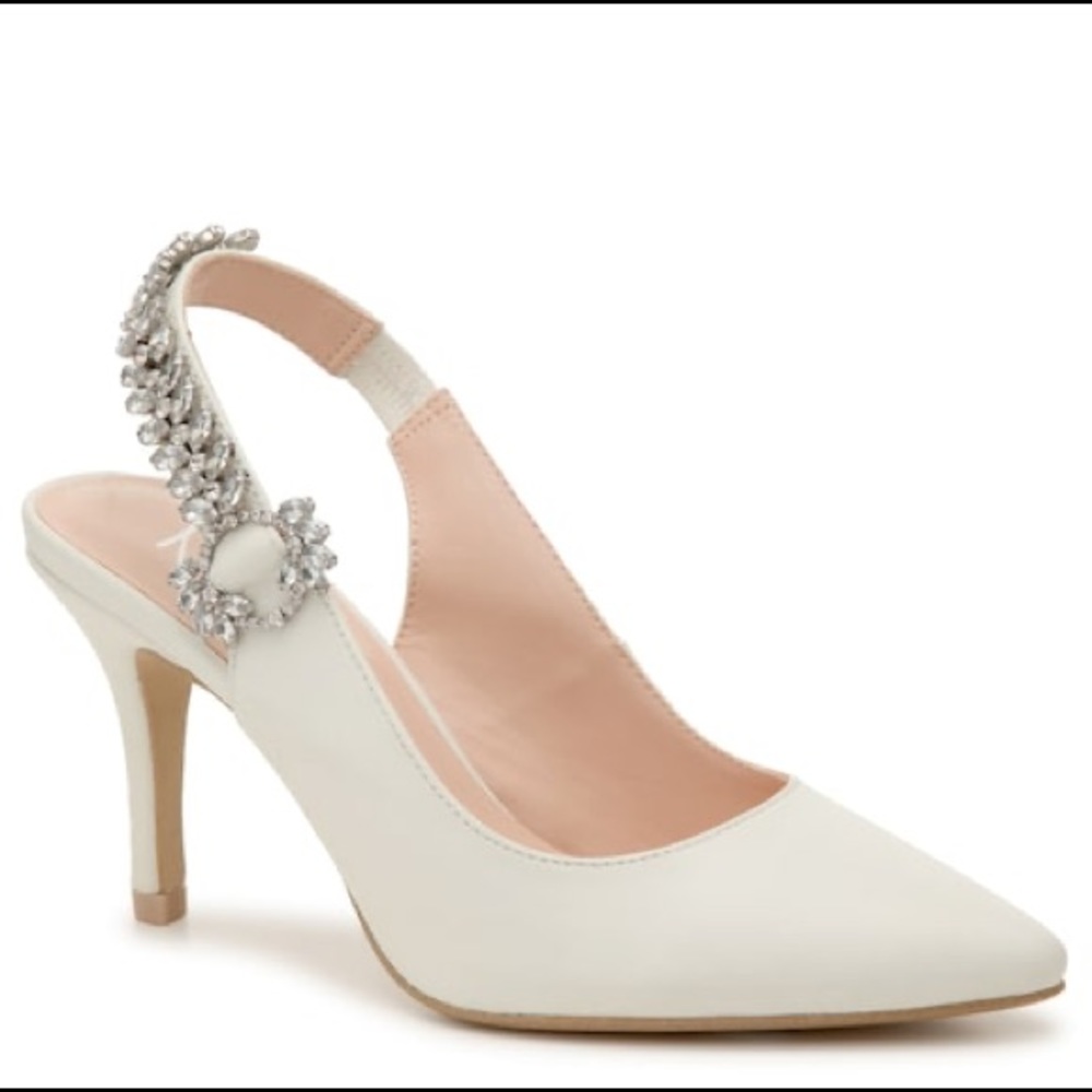 NWT Nanette Lepore Sloane Pump size 7 - White Slingback Rhinestone Heels